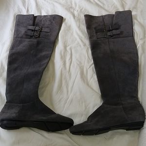 Suede knee high boots